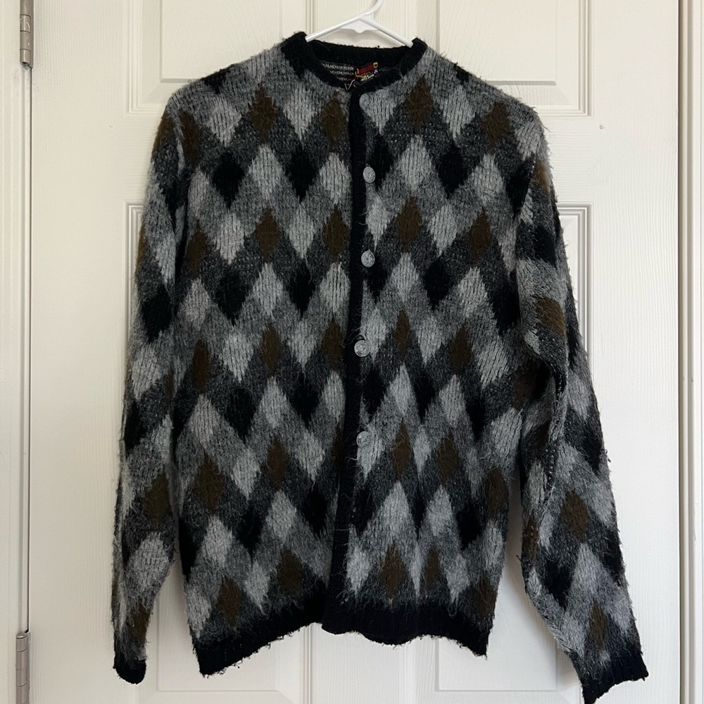 Vintage 60s McGregor midnight sun shag argyle cardigan midnight sun collection